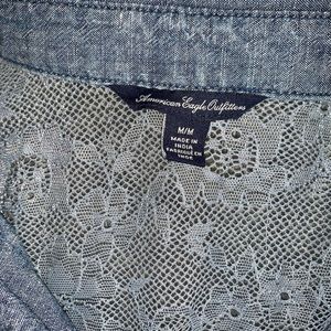 American Eagle Outfitters Tops - AEO lace denim button down American Eagle Outfitters Tops - AEO lace denim button down